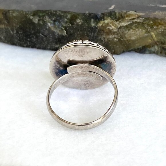 Sterling Silver 925 Round Domed Hollow Scrollwork Adjustable Ring Sz 8.25 - 9.5 - Picture 6 of 16